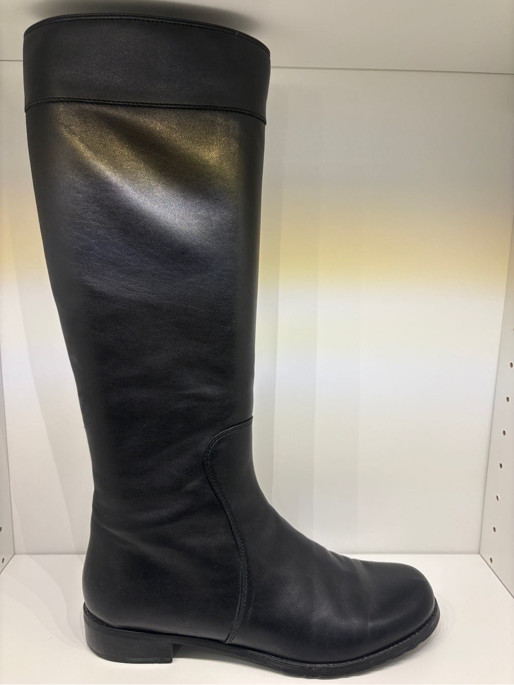 Stuart Weitzman Black Leather Knee-High Heeled Boots